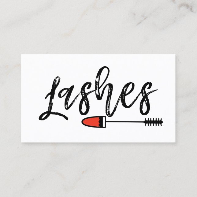 Lashes Brows Modern Script Minimal Makeup Beauty Business Card (Front)