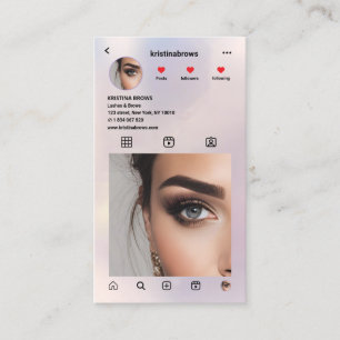 Lashes & Brows Pastel Instagram Photo Grid QR Code Business Card