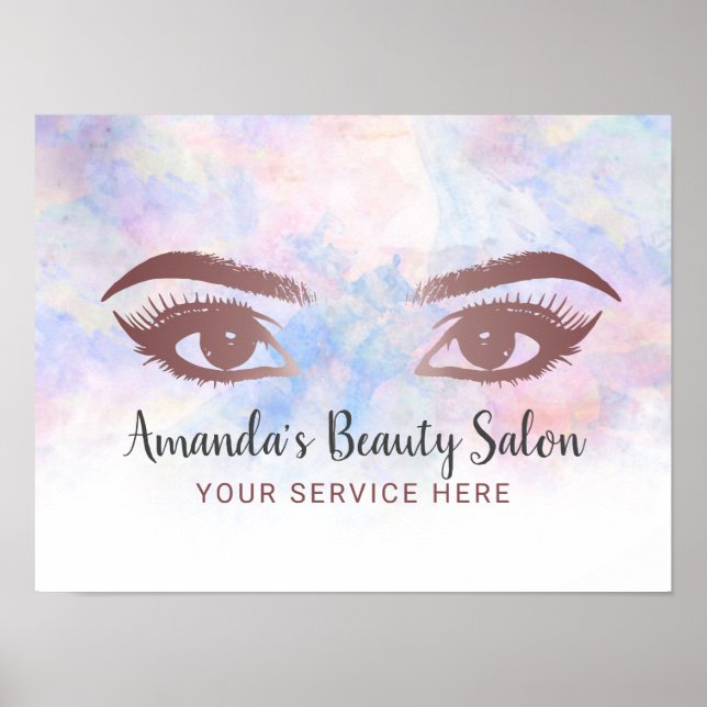Lashes & Brows Salon Makeup Artist Watercolor Poster (Front)