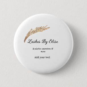 lashes by add name contact info social media websi 6 cm round badge