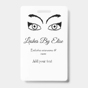 lashes by add name contact info social media websi ID badge