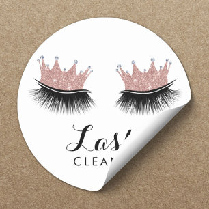 Lashes Cleaner Modern Rose Gold Crown Eyelash Classic Round Sticker