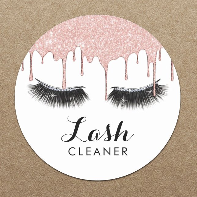 Lashes Cleaner Modern Rose Gold Drips Glam Eyelash Classic Round Sticker (Creator Uploaded)