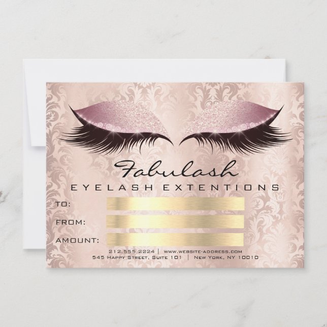 Lashes Damask Pink Makeup Artist Certificate Gift (Front)