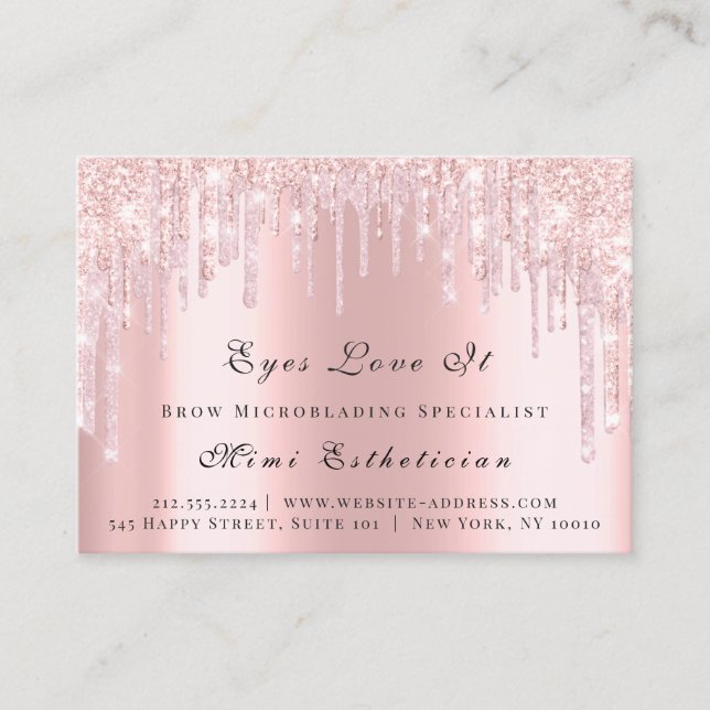 Lashes Extension Aftercare Instruction Pink Drips Appointment Card (Front)