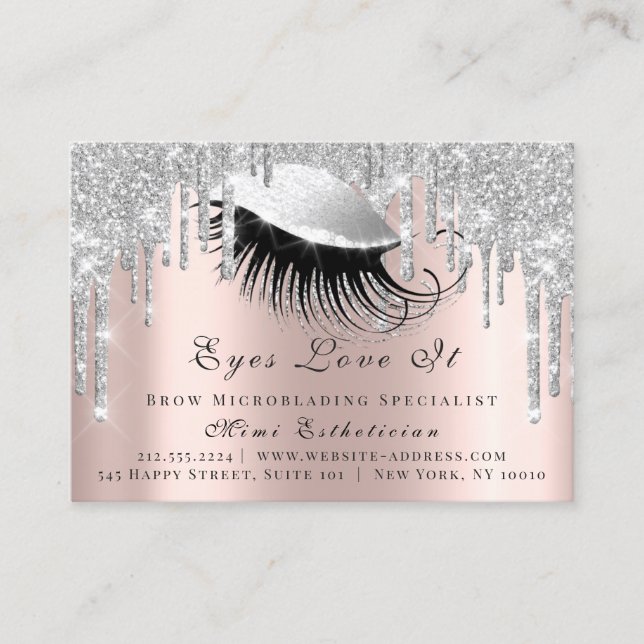 Lashes Extension Aftercare Instruction Rose Grey Appointment Card (Front)