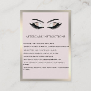 Lashes Extension Aftercare Instructions luxury Business Card