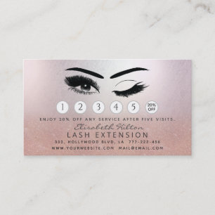 Lashes Extension Aftercare Instructions rose gold Business Card