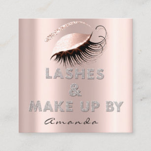 Lashes Extension By Diamond Pink Rose Glitter Square Business Card