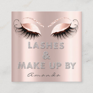 Lashes Extension By Diamond Script Rose Glitter Square Business Card