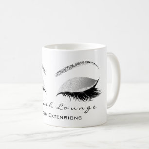 Lashes Extension Confetti Studio White Silver Grey Coffee Mug
