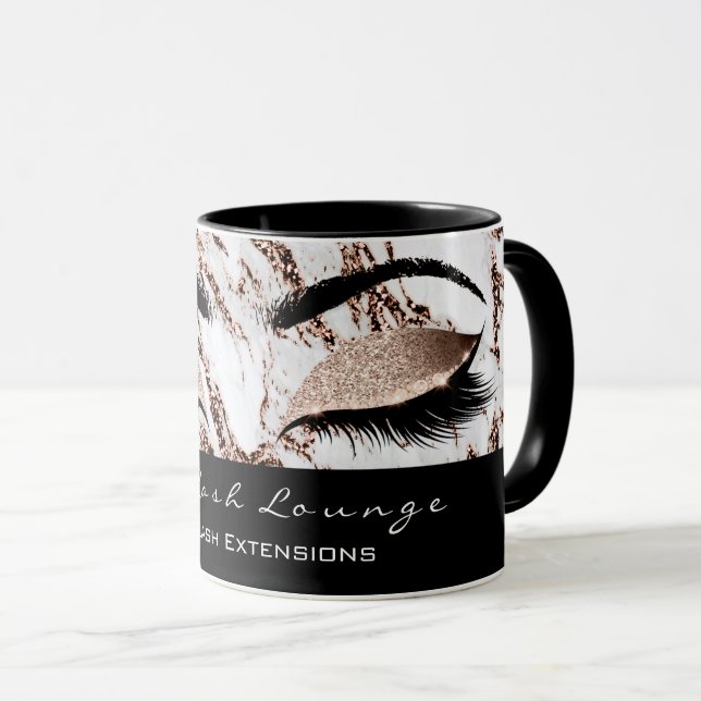 Lashes Extension Eye Makeup Copper White Marble Mug (Front Right)