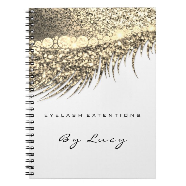 Lashes Extension Eyes Makeup Artist White Gold Notebook (Front)