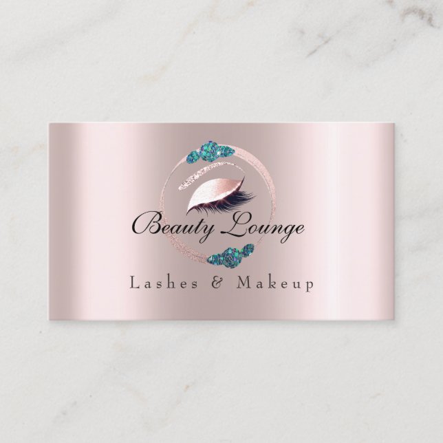 Lashes Extension Makeup Artist Blue Floral Roses Appointment Card (Front)