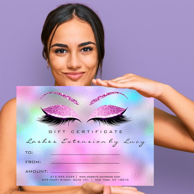Lashes Extension Makeup Certificate Gift Blue Pink (Lashes Extension Makeup Certificate Gift Blue Pink)