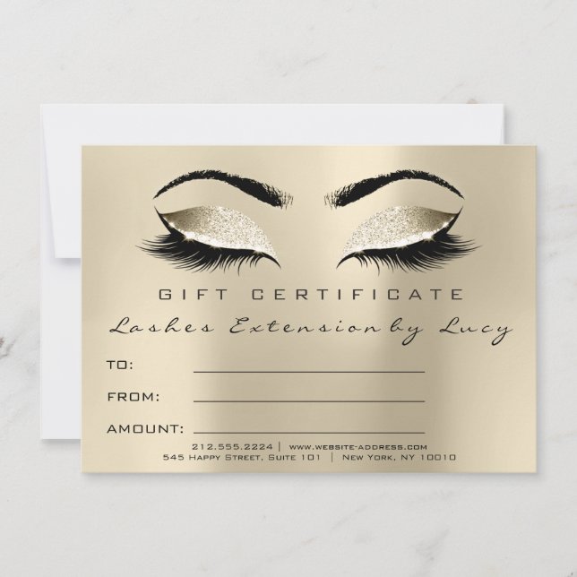 Lashes Extension Makeup Certificate Gift Ivory (Front)