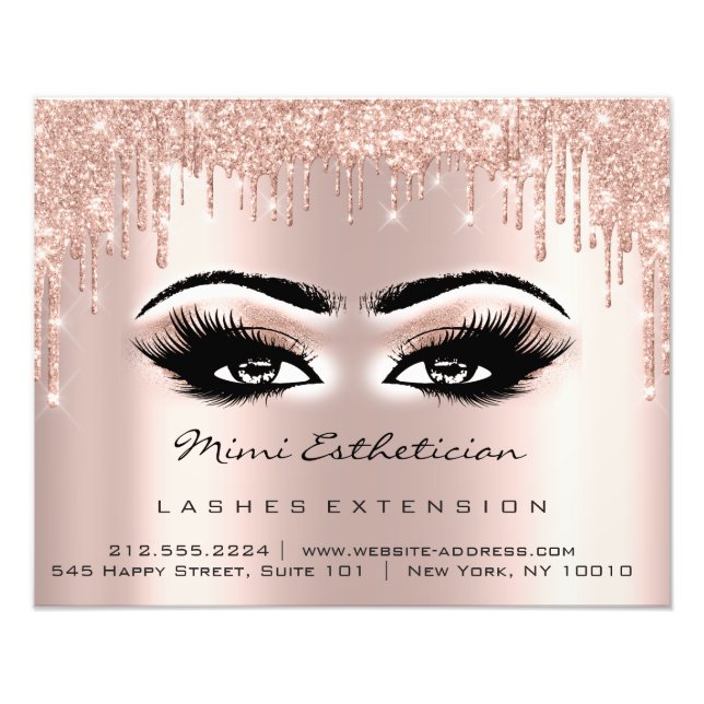 Lashes Extension Studio Makeup Brows Rose Drips Photo Print (Front)