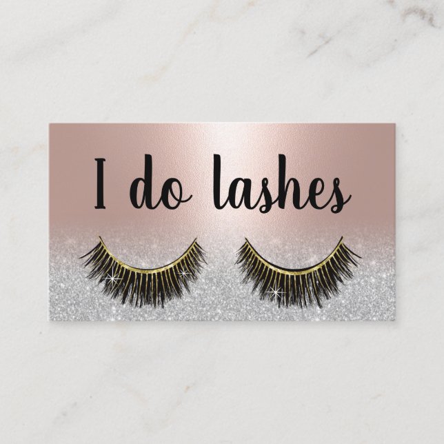 Lashes Extensions Blush Rose Gold Salon Loyalty Card (Front)