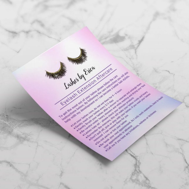 Lashes Eyelash Extension Aftercare Watercolor Pink Flyer (Creator Uploaded)