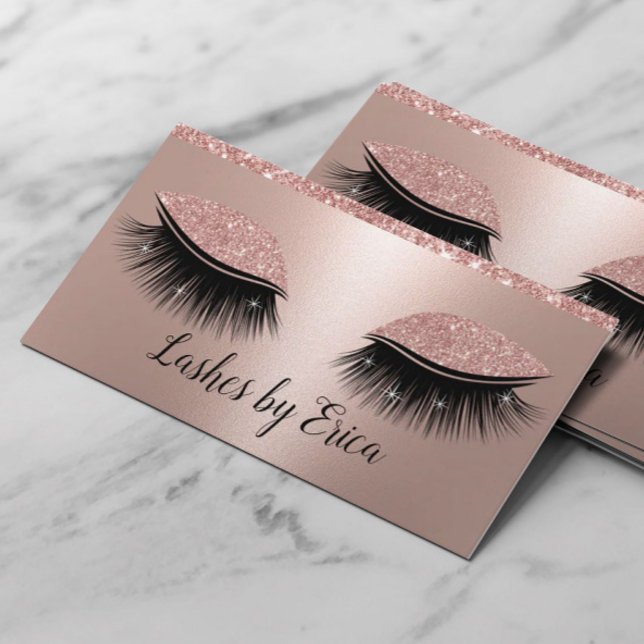 Lashes Eyelash Eye Makeup Artist Rose Gold Salon Business Card (Creator Uploaded)
