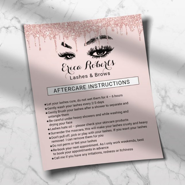 Lashes Eyelash Makeup Artist Aftercare Instruction Flyer (Creator Uploaded)