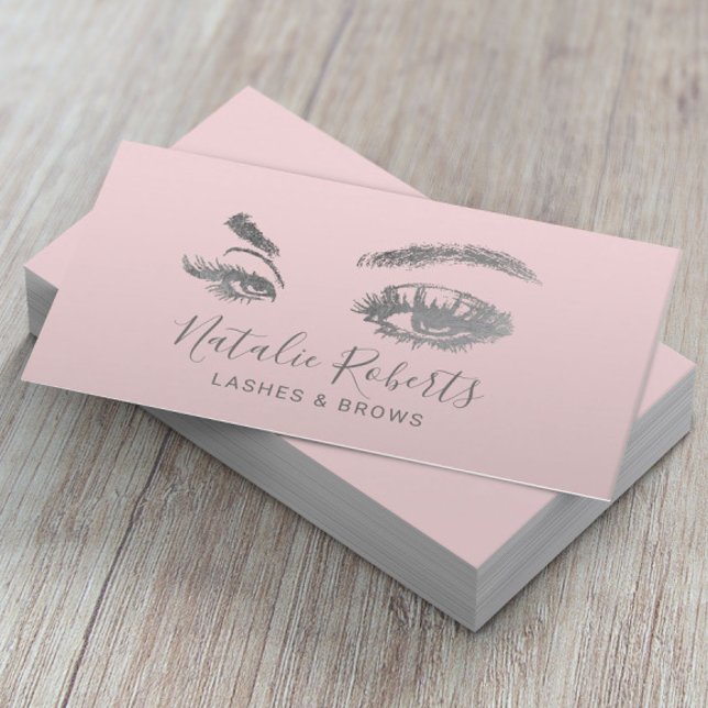 Lashes Eyelash Makeup Artist Blush Pink Salon Business Card (Creator Uploaded)