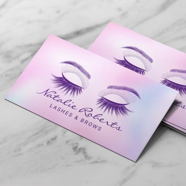 Lashes Eyelash Makeup Artist Holographic Salon Business Card (Creator Uploaded)