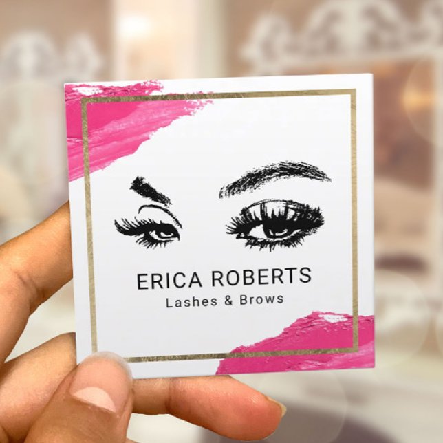Lashes Eyelash Makeup Artist Modern Beauty Salon Square Business Card (Creator Uploaded)