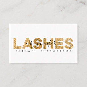 Lashes Eyelash Specialist Gold Foil Typography Business Card