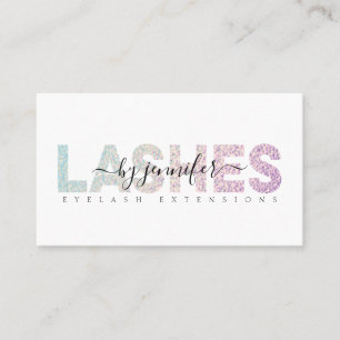 Lashes Eyelash Specialist Holographic Foil Script Business Card