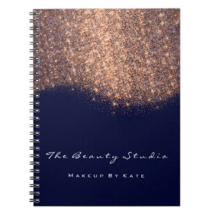 Lashes Eyes Makeup Artist Copper Blue Navy Glitter Notebook
