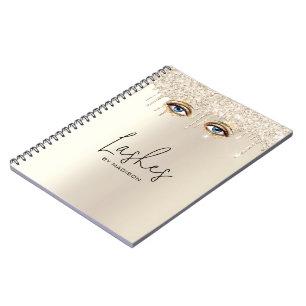 Lashes Glam Champagne Dripping Glitter Notebook