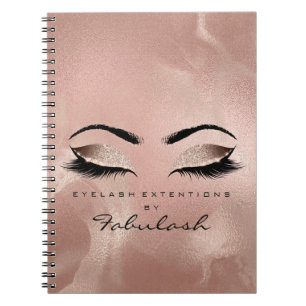 Lashes Glitter Eyes Makeup Blush Rose Gold Name Notebook