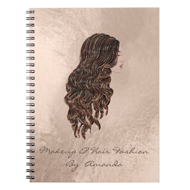 Lashes Hair Stylist Makeup Artist Copper Mermaid Notebook (Front)