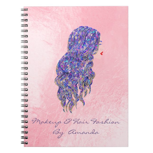 Lashes Hair Stylist Makeup Artist Pink Mermaid Vio Notebook (Front)
