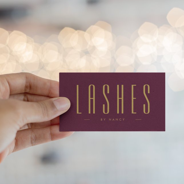 Lashes Lash Artist Simple Burgundy And Gold  Business Card (Creator Uploaded)