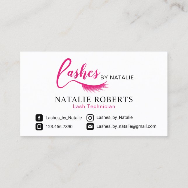 Lashes Logo Eyelash Extensions Salon Loyalty Card (Back)