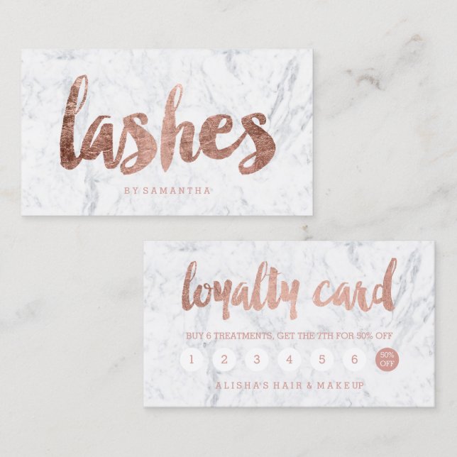 lashes loyalty rose gold typography marble (Front/Back)