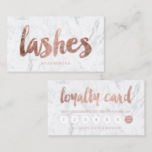 lashes loyalty rose gold typography marble card