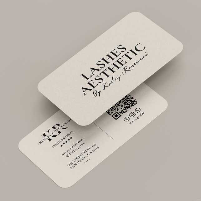  Lashes Makeup Artist Aesthetic Sand Monogram Business Card (Creator Uploaded)