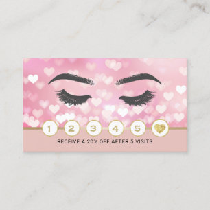 Lashes Makeup Artist Blush Pink Hearts Loyalty Card