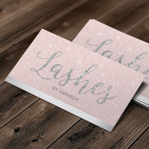 Lashes Makeup Artist Blush Pink & Silver Business Card