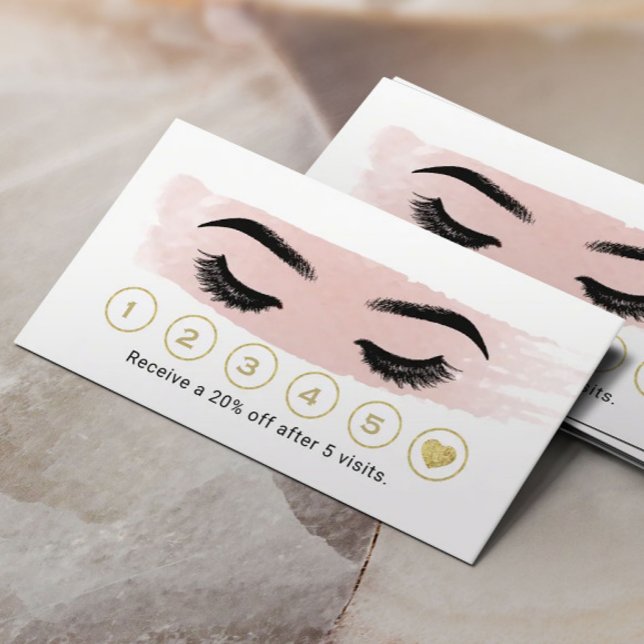 Lashes Makeup Artist Blush Watercolor Loyalty Card (Creator Uploaded)