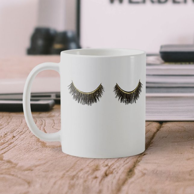 Lashes Makeup Artist Chic Gold Eyelash Extensions Coffee Mug (Creator Uploaded)