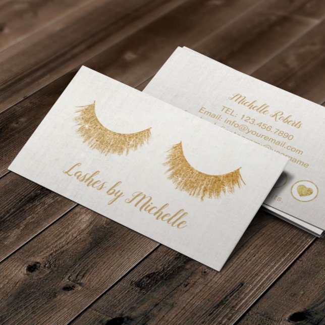 Lashes Makeup Artist Chic Gold Eyelash Extensions Loyalty Card (Creator Uploaded)