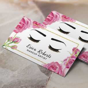Lashes Makeup Artist Elegant Floral Beauty Salon Business Card