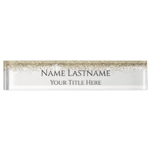 Lashes Makeup Artist Event Planner Glitter Gold Nameplate