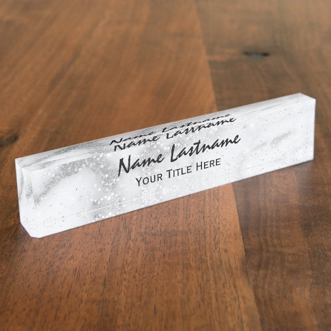 Lashes Makeup Artist Event Planner Marble Grey Nameplate (Side)