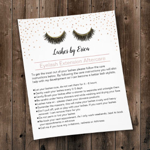 Lashes Makeup Artist Eyelash Aftercare Instruction Flyer