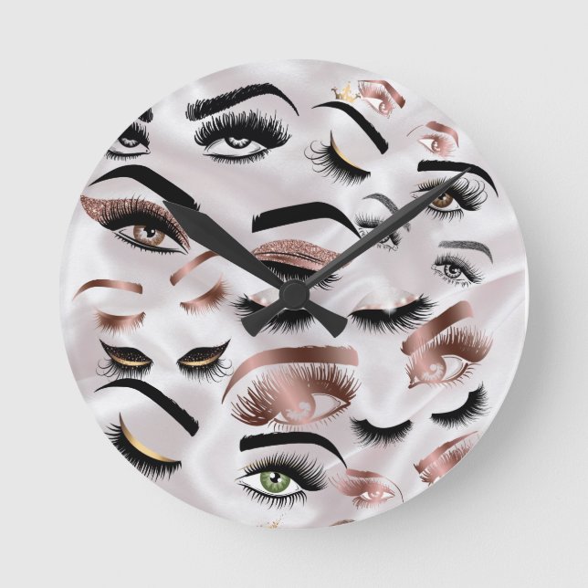 Lashes makeup artist eyelashes extension brows round clock (Front)